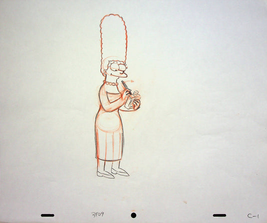 The Simpsons Production Hand Drawn Animation Pencil 20th Century Fox - Marge Simpson