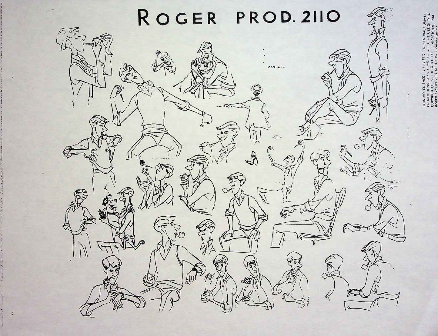 One Hundred and One Dalmatians 1961 Production Animation MODEL Pencil Copy - Roger