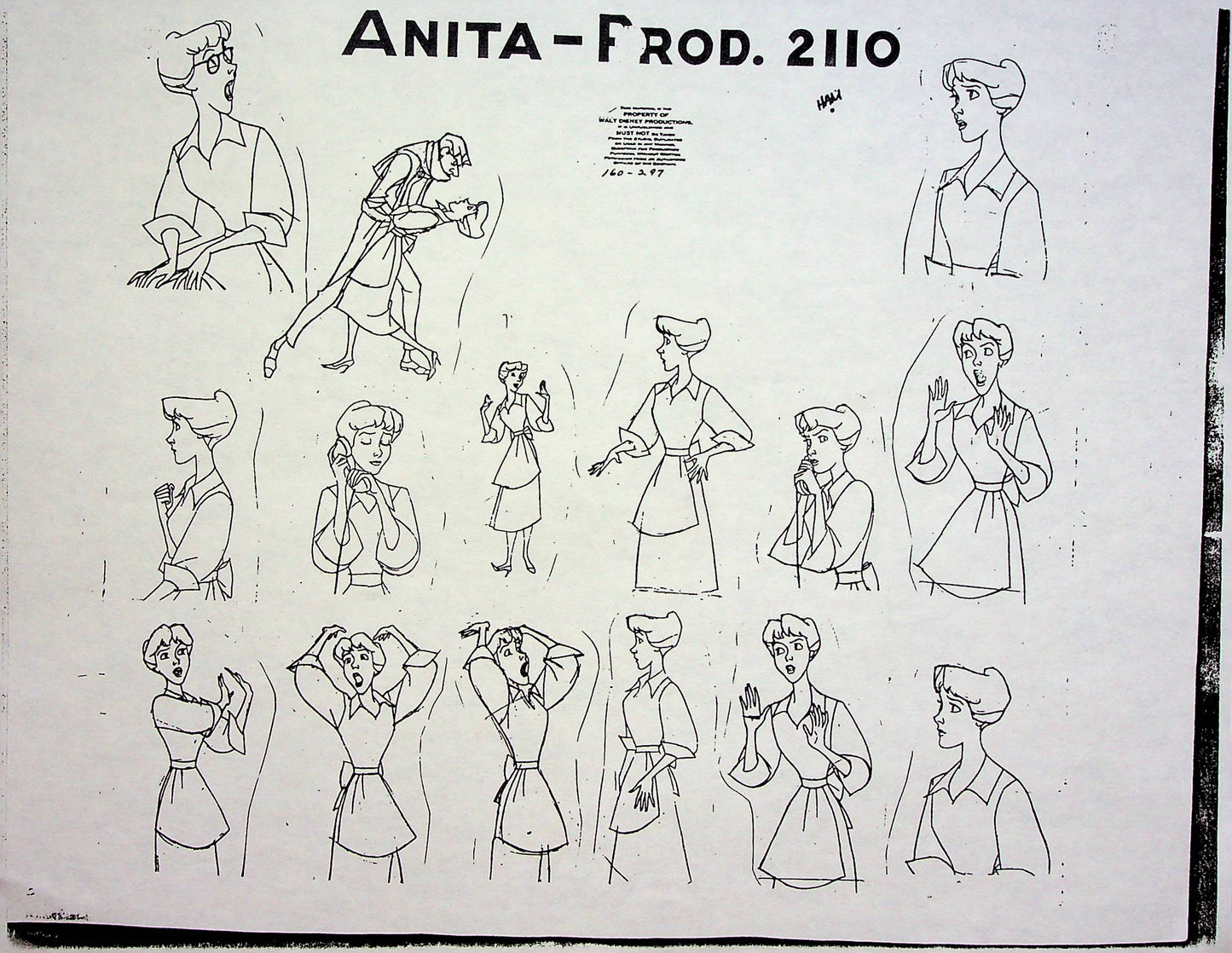 One Hundred and One Dalmatians 1961 Production Animation MODEL Pencil Copy - Anita