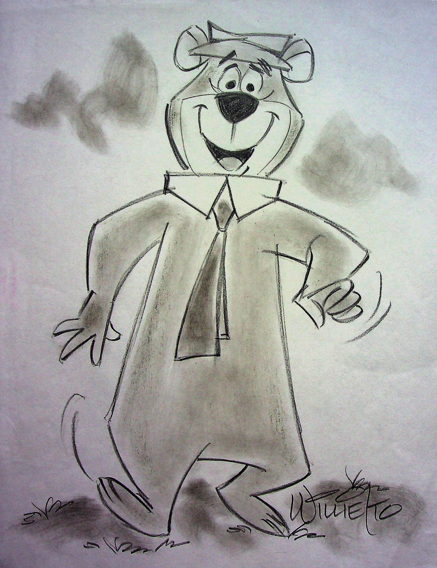 YOGI BEAR Willie Ito Signed Hand Drawn Pencil Animation Art 8"x11"