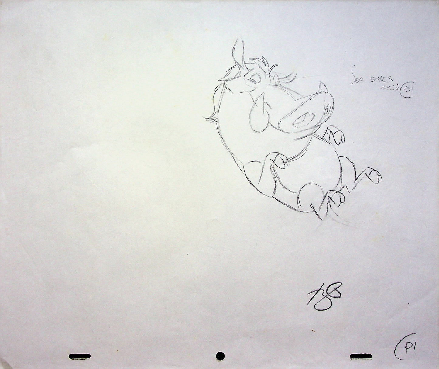 Timon & Pumbaa TV series 1995 SIGNED Romy Garcia Production PUMBAA Hand Drawn Pencil