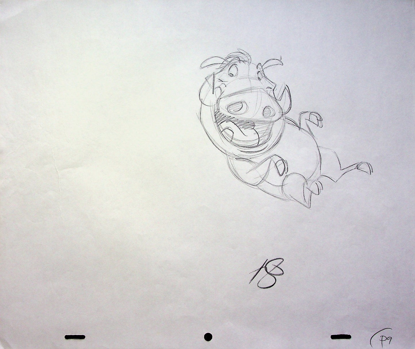 Timon & Pumbaa TV series 1995 SIGNED Romy Garcia Production PUMBAA Hand Drawn Pencil