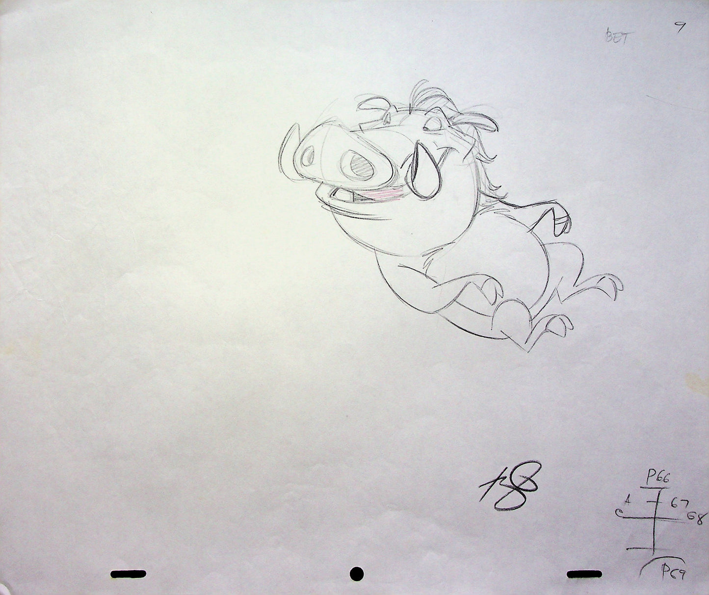 Timon & Pumbaa TV series 1995 SIGNED Romy Garcia Production PUMBAA Hand Drawn Pencil