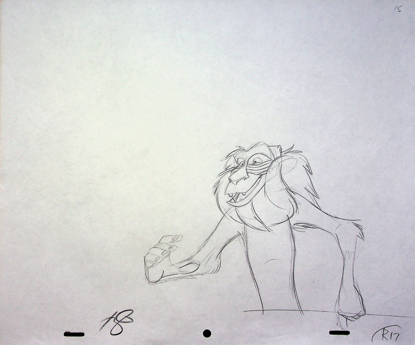 Timon & Pumbaa TV series 1995 SIGNED Romy Garcia Production RAFIKI Hand Drawn Pencil