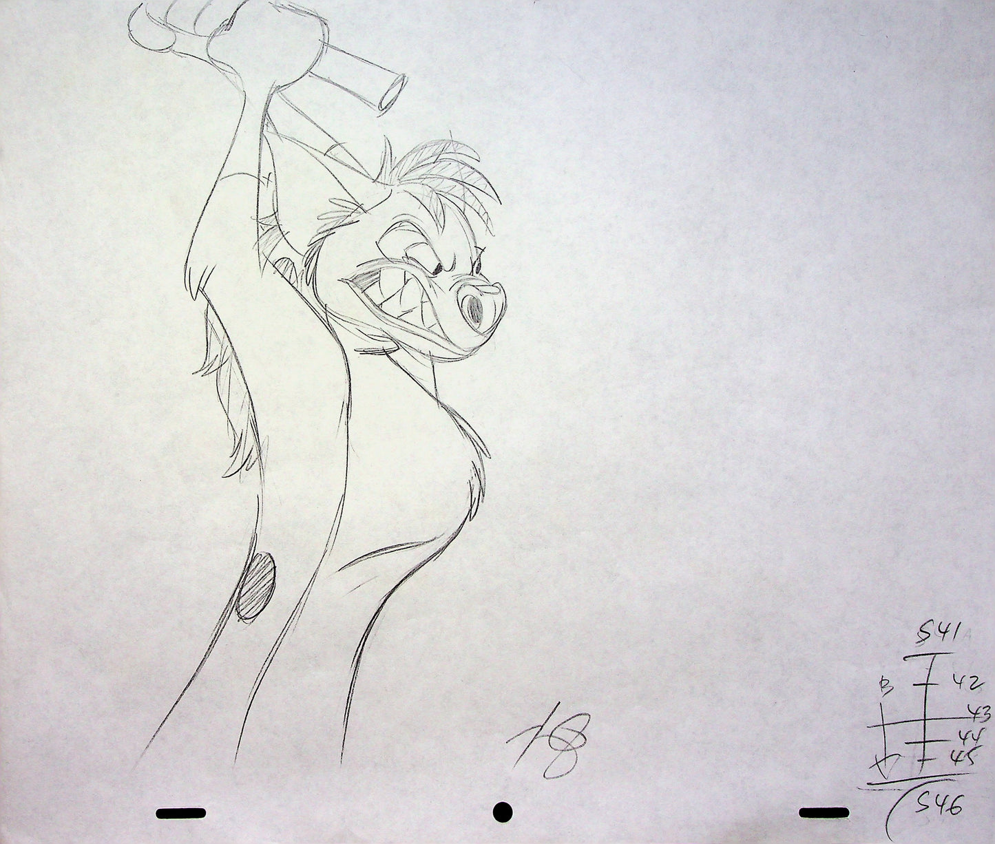 Timon & Pumbaa TV series 1995 SIGNED Romy Garcia Production SHENZI Hand Drawn Pencil