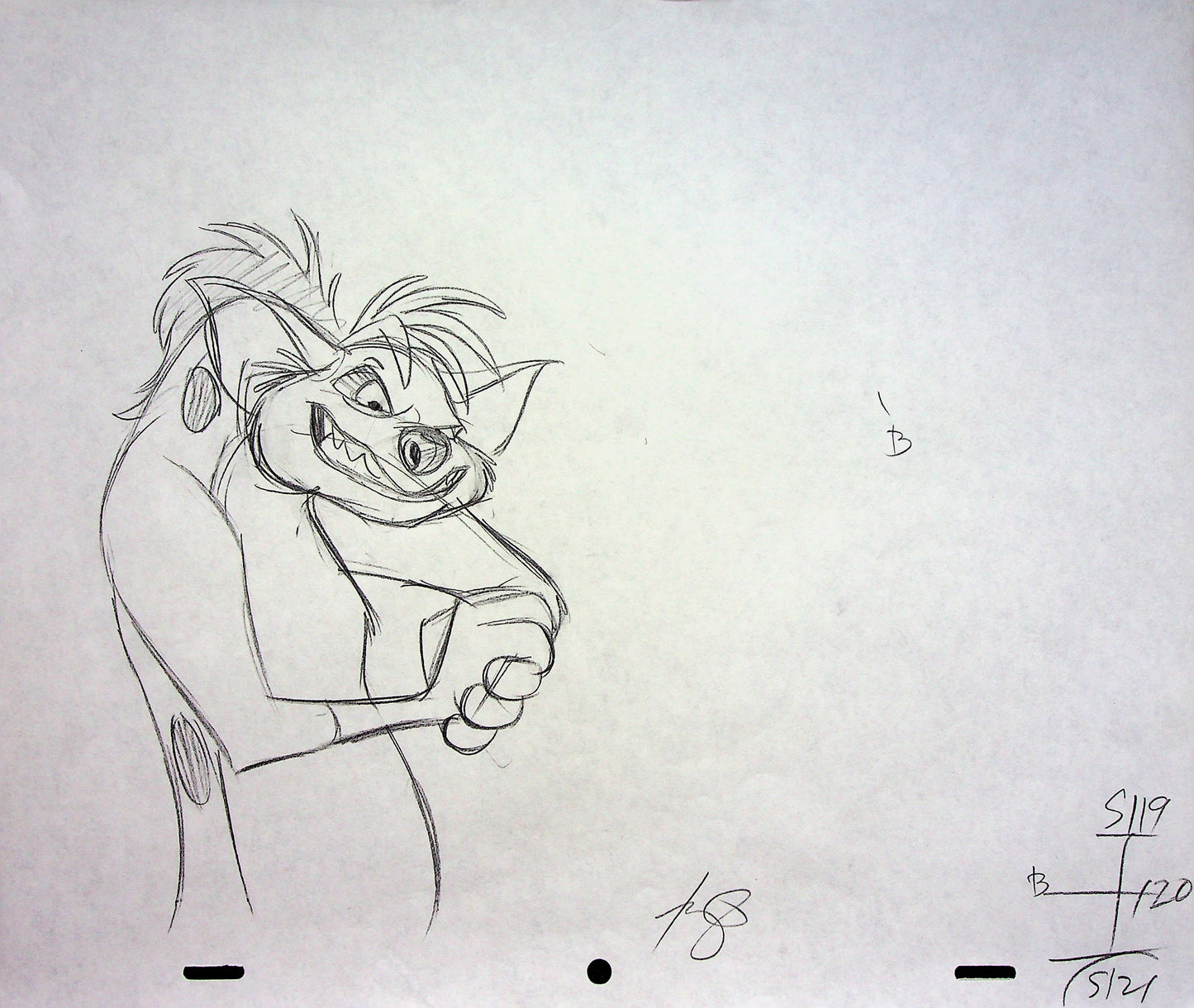 Timon & Pumbaa TV series 1995 SIGNED Romy Garcia Production SHENZI Hand Drawn Pencil