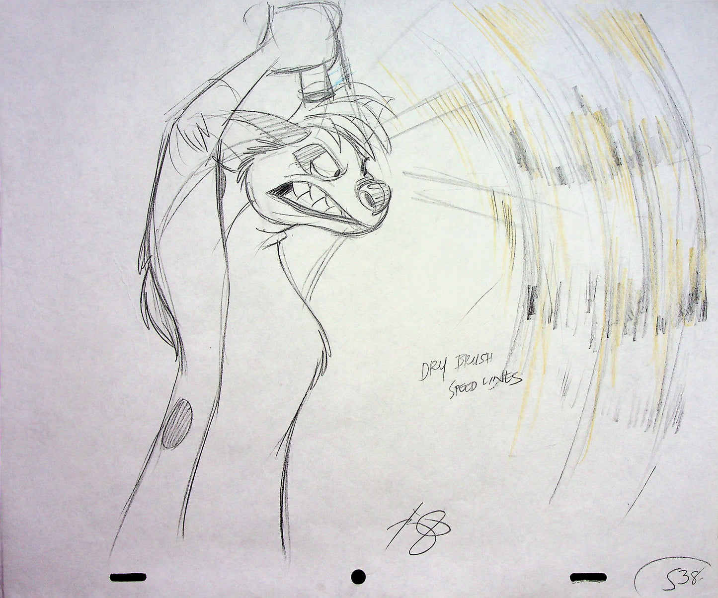 Timon & Pumbaa TV series 1995 SIGNED Romy Garcia Production SHENZI Hand Drawn Pencil
