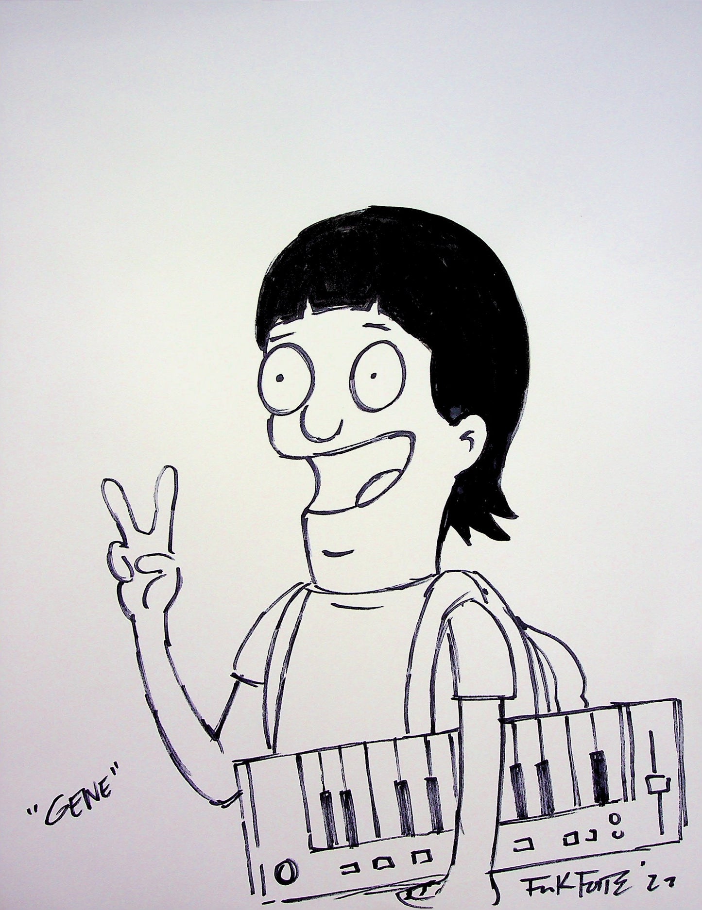 Bob's Burger SIGNED Frank Forte  Hand Inked Animation Pin-up Art 8.5x11