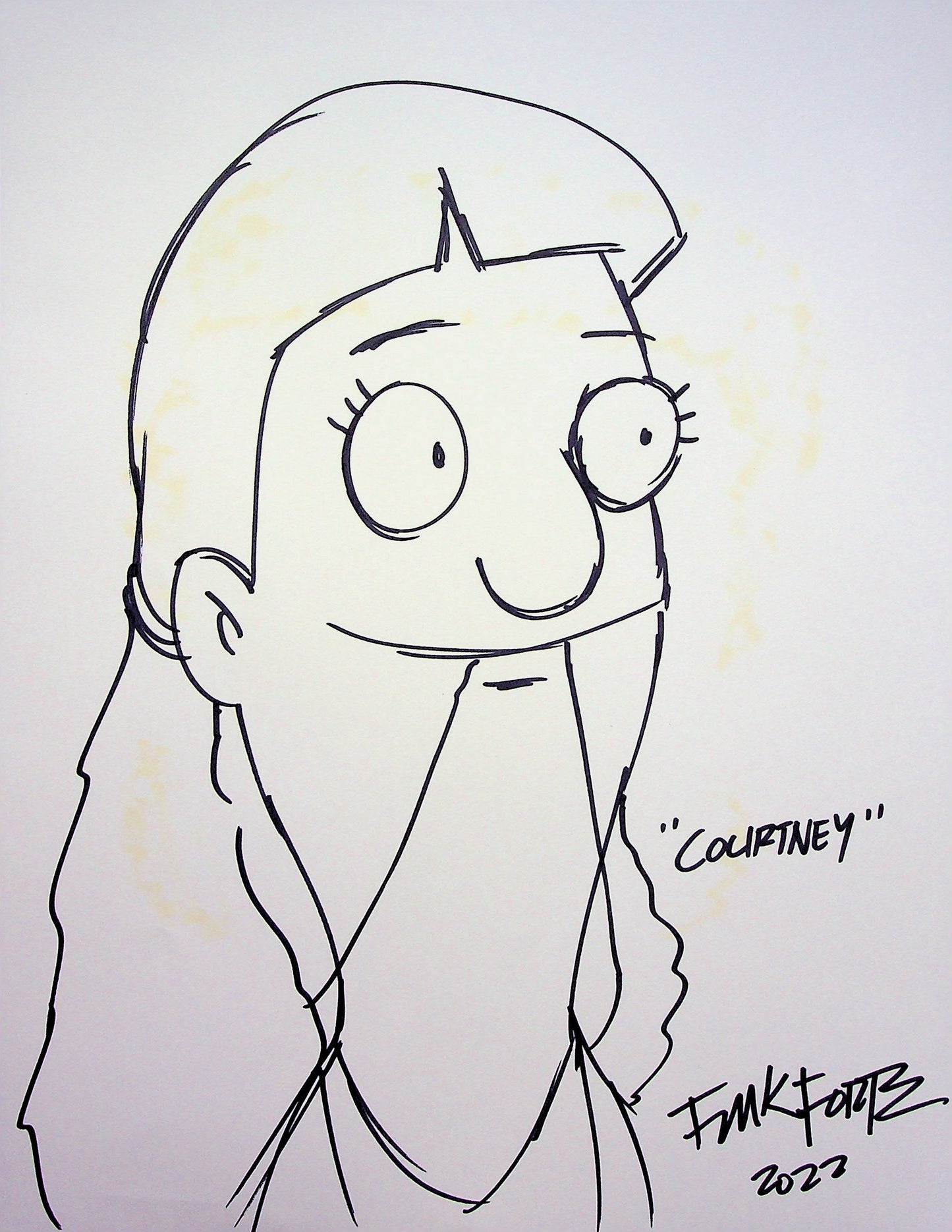 Bob's Burger SIGNED Frank Forte  Hand Inked Animation Pin-up Art 8.5x11