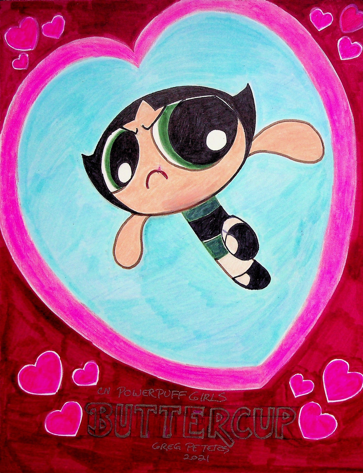 Greg Peters Signed BUTTERCUP - POWERPUFF GIRLS Hand Painted Animation Art