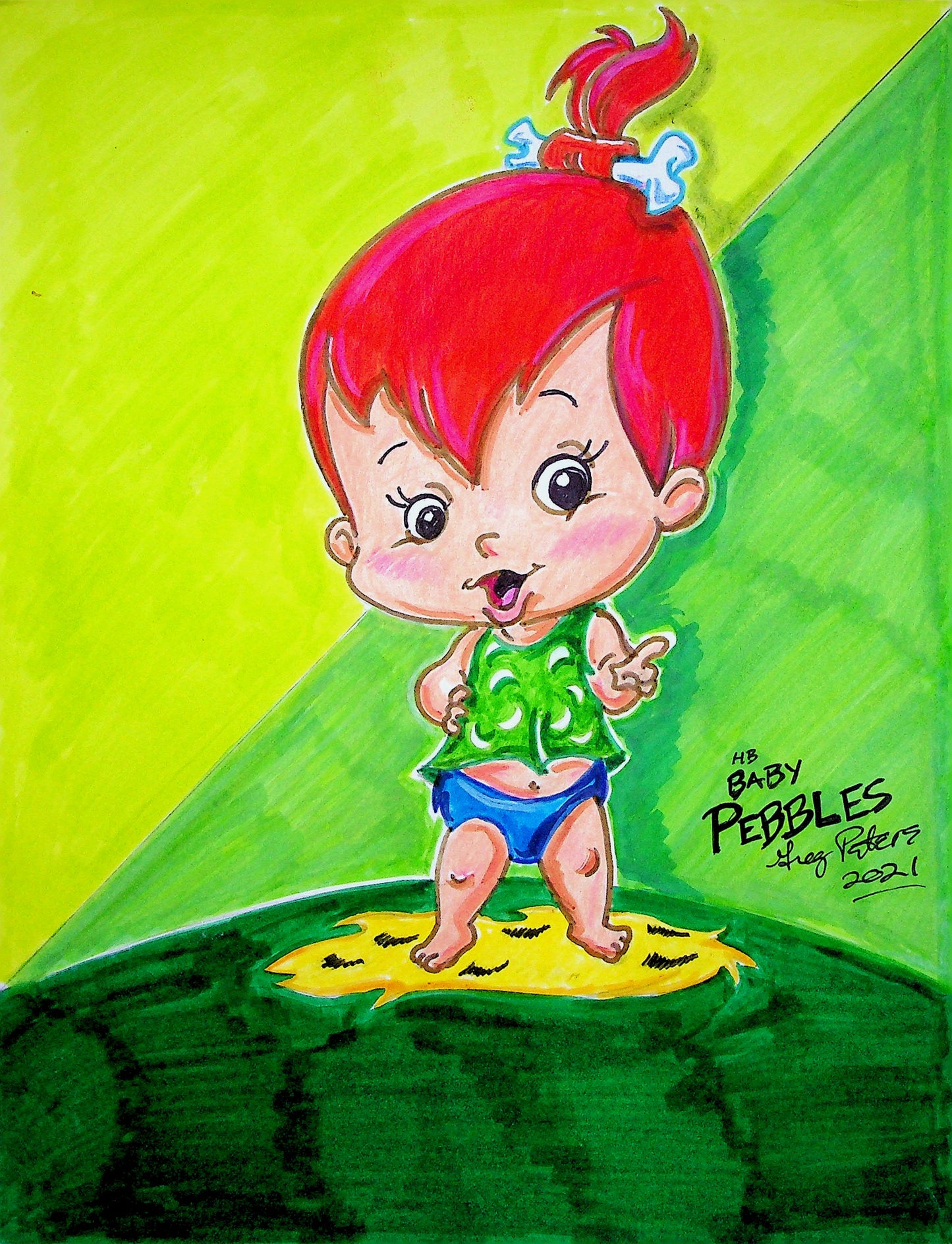 Greg Peters Signed PEBBLES FLINTSTONE Hand Painted Animation Art