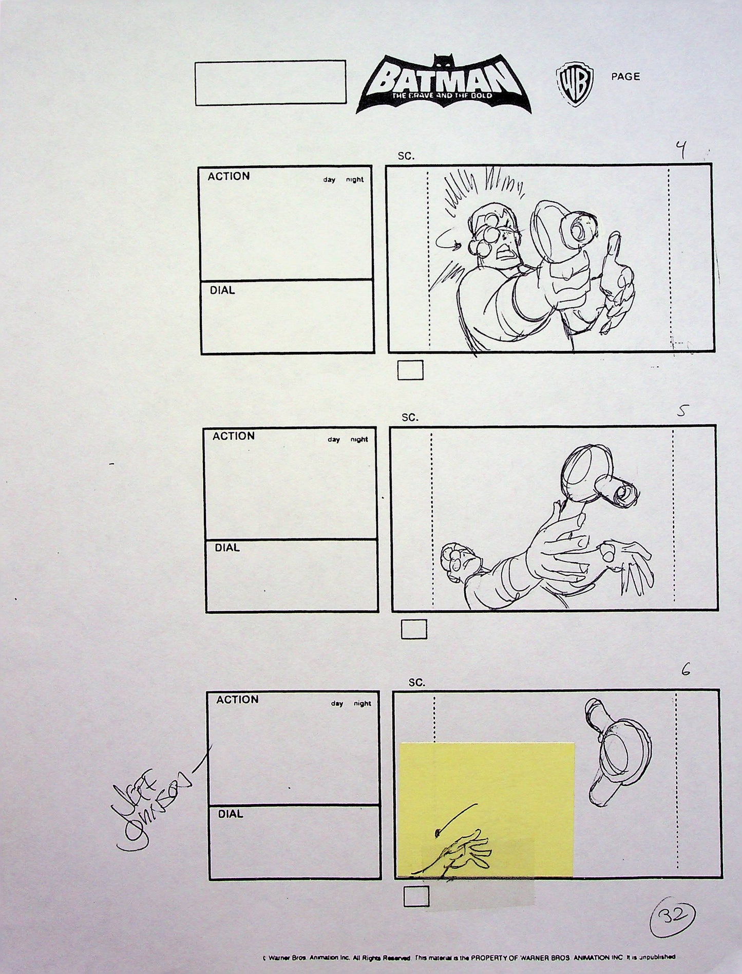 Batman: The Brave and the Bold Jeff Johnson Signed Hand Drawn Storyboard Page