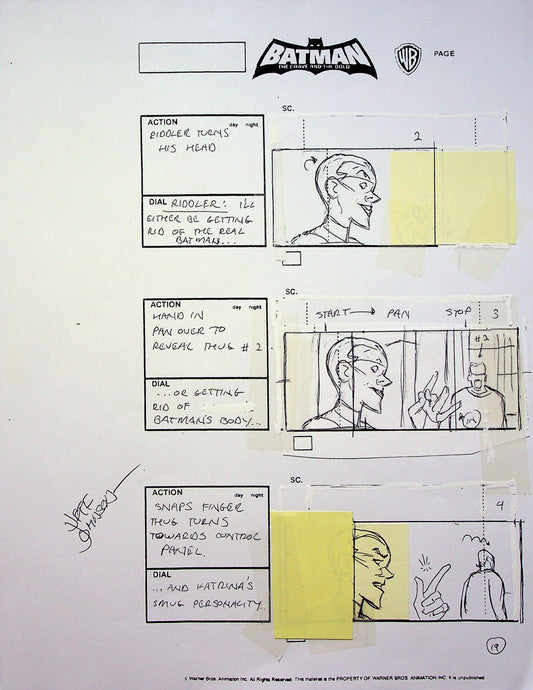 Batman: The Brave and the Bold Jeff Johnson Signed Hand Drawn Storyboard Page