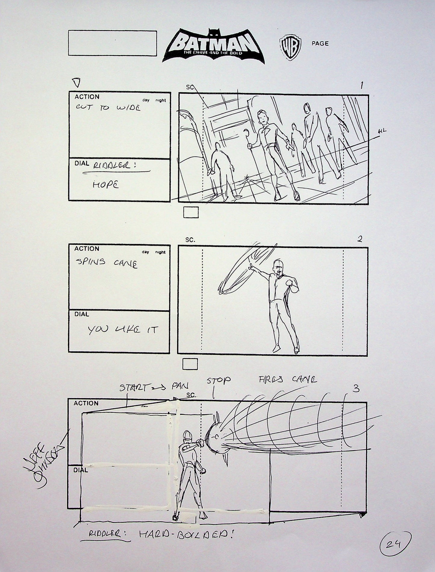 Batman: The Brave and the Bold Jeff Johnson Signed Hand Drawn Storyboard Page