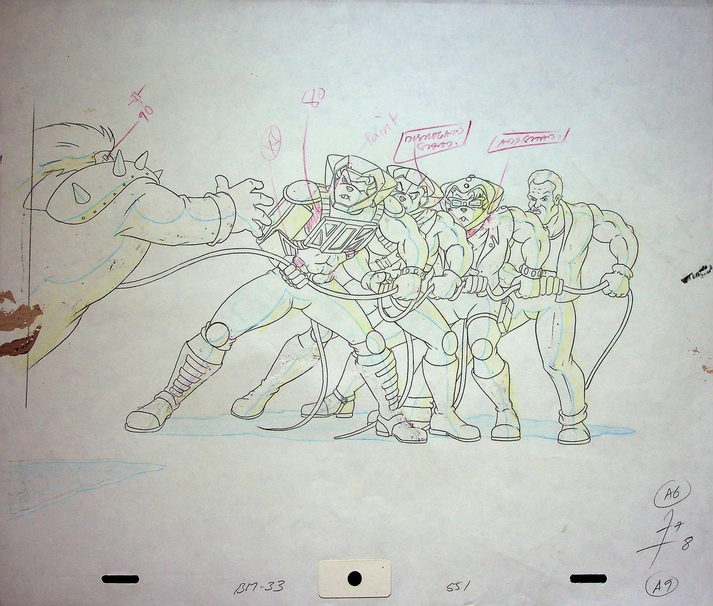 BIKER MICE FROM MARS Production 1993 Hand-Drawn Pencil Cel Marvel