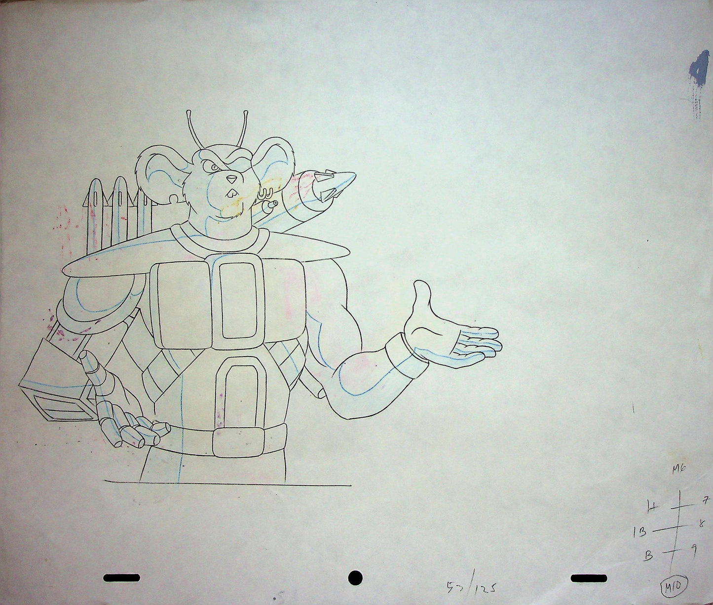 BIKER MICE FROM MARS Production 1993 Hand-Drawn Pencil Cel Marvel