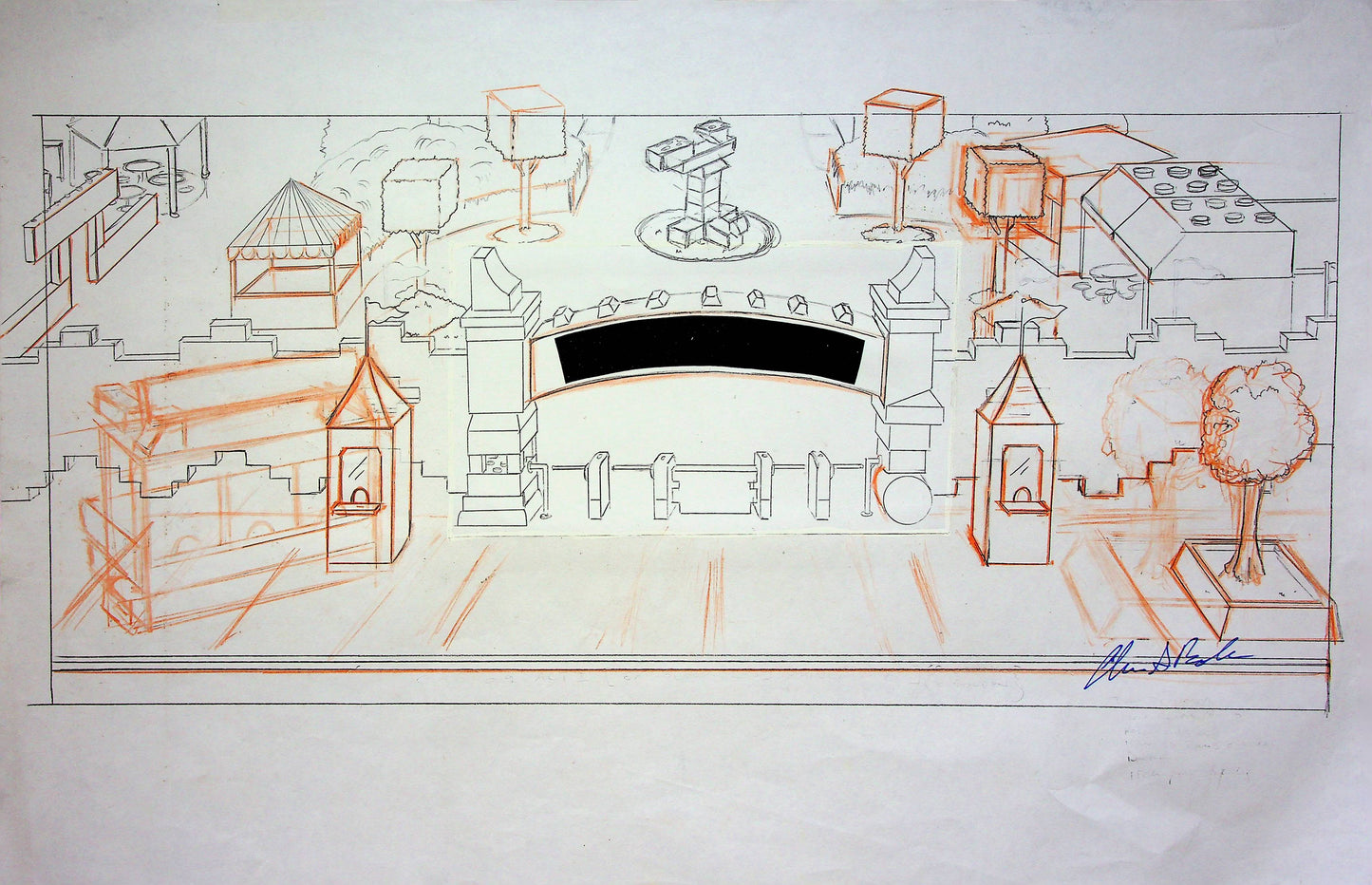 The Simpsons Production Signed Chris Bolden Hand Drawn Background Layout