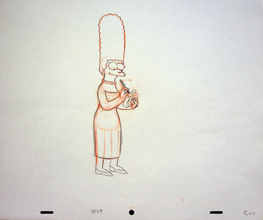 The Simpsons Production Hand Drawn Animation Pencil 20th Century Fox - Marge Simpson