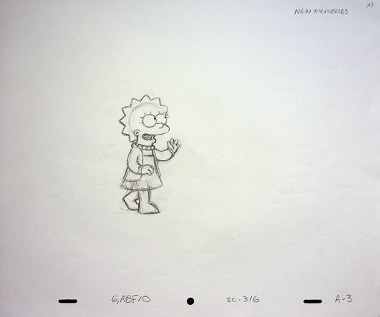 The Simpsons Production Hand Drawn Animation Pencil 20th Century Fox - Lisa Simpson