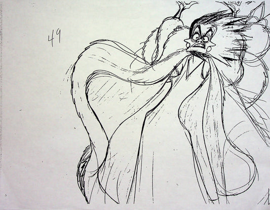 One Hundred and One Dalmatians 1961 Production Animation MODEL Pencil Copy - Cruella de Vil