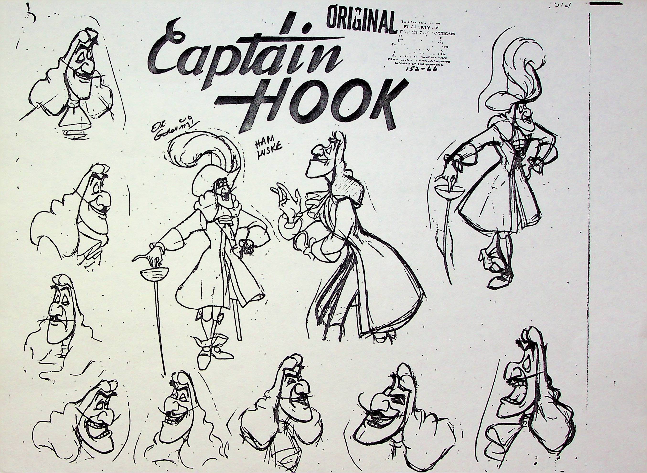 Peter Pan 1953 Production Animation Model Pencil Copy - Captain Hook ...