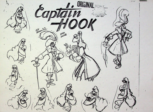 Peter Pan 1953 Production Animation Model Pencil Copy - Captain Hook