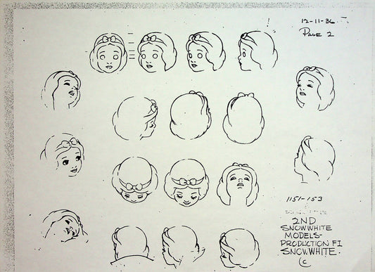 Snow White and the Seven Dwarfs 1937 Production Animation Model Pencil Copy - Snow White