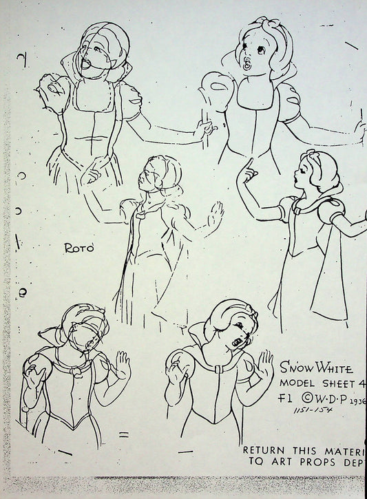 Snow White and the Seven Dwarfs 1937 Production Animation Model Pencil Copy - Snow White