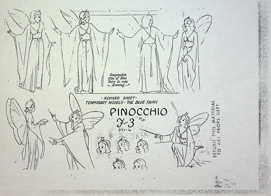 Pinocchio 1940 Production Animation Model Pencil Copy - The Blue Fairy