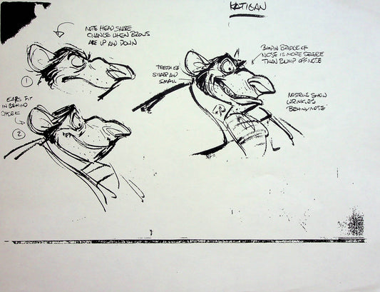 The Great Mouse Detective 1986 Production Animation Model Pencil Copy - Ratigan