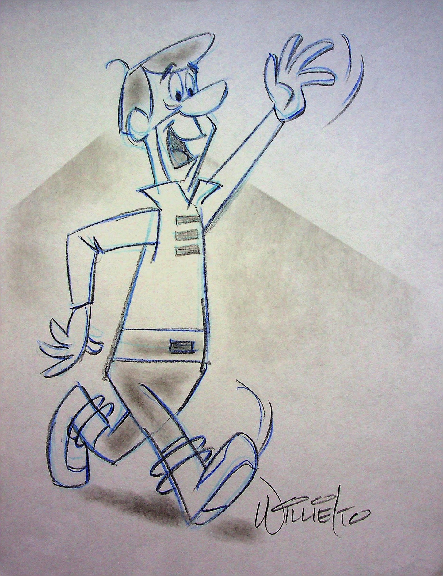 GEORGE JETSON Willie Ito Signed Hand Drawn Pencil Animation Art 8"x11"