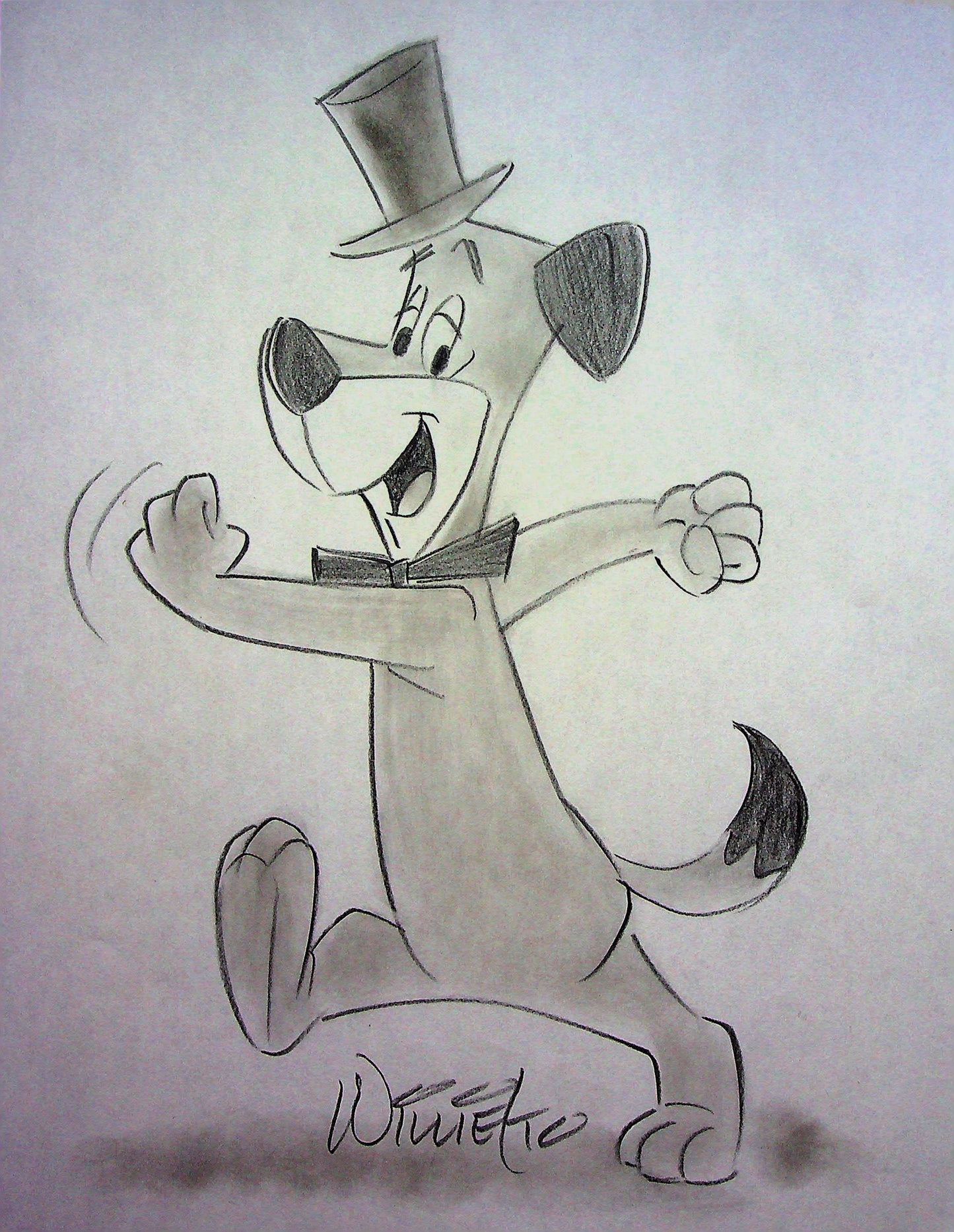 HUCKLEBERRY HOUND Willie Ito Signed Hand Drawn Pencil Animation Art 8"x11"