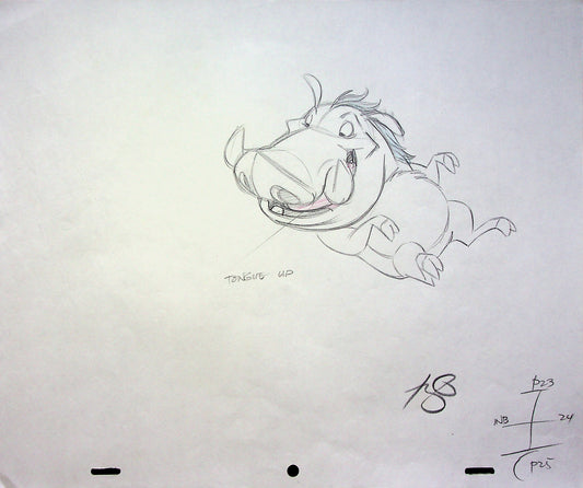 Timon & Pumbaa TV series 1995 SIGNED Romy Garcia Production PUMBAA Hand Drawn Pencil