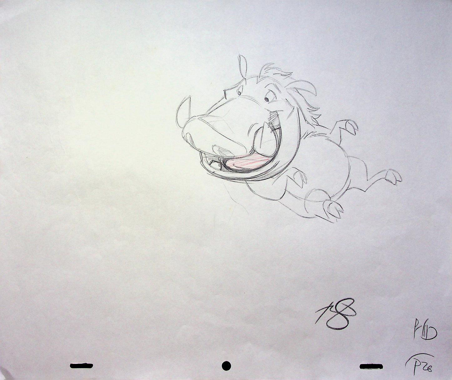 Timon & Pumbaa TV series 1995 SIGNED Romy Garcia Production PUMBAA Hand Drawn Pencil
