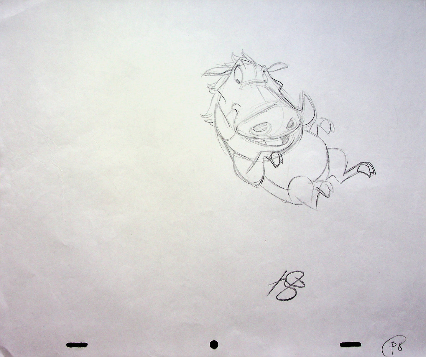 Timon & Pumbaa TV series 1995 SIGNED Romy Garcia Production PUMBAA Hand Drawn Pencil