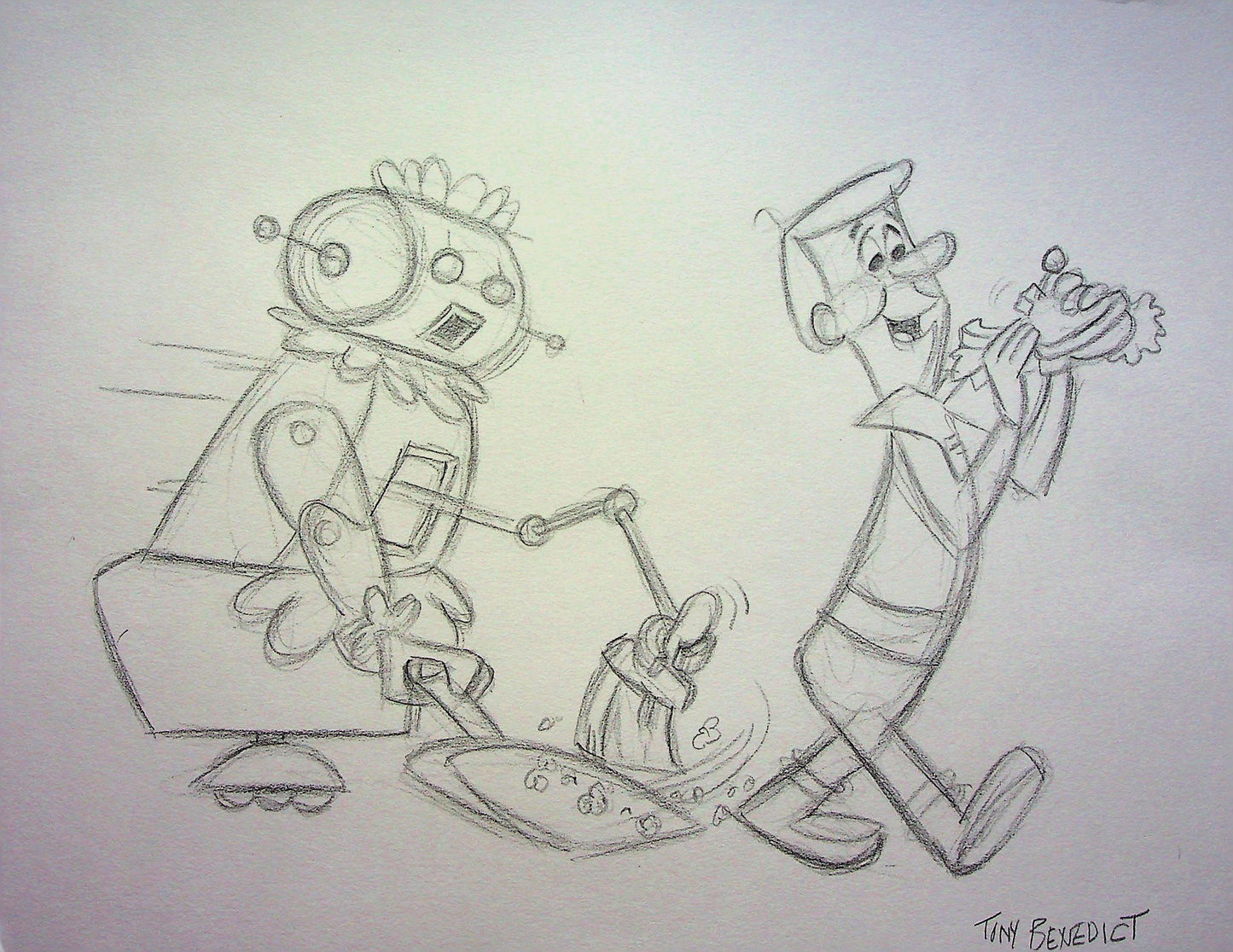 THE JETSONS Tony Benedict Signed Original Hand Drawn Animation Art 8"x11"
