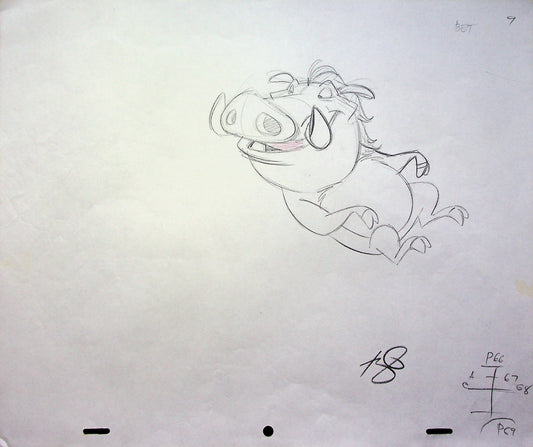 Timon & Pumbaa TV series 1995 SIGNED Romy Garcia Production PUMBAA Hand Drawn Pencil