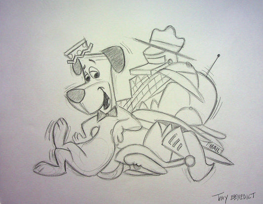 HUCKLEBERRY HOUND Tony Benedict Signed Original Hand Drawn Animation Art 8"x11"