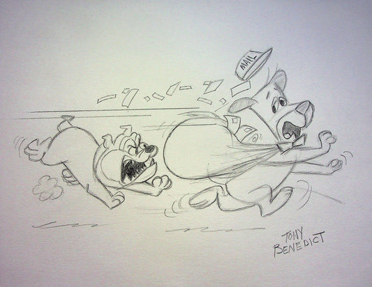 HUCKLEBERRY HOUND Tony Benedict Signed Original Hand Drawn Animation Art 8"x11"