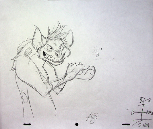 Timon & Pumbaa TV series 1995 SIGNED Romy Garcia Production SHENZI Hand Drawn Pencil