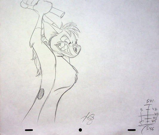 Timon & Pumbaa TV series 1995 SIGNED Romy Garcia Production SHENZI Hand Drawn Pencil