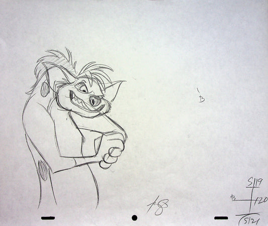 Timon & Pumbaa TV series 1995 SIGNED Romy Garcia Production SHENZI Hand Drawn Pencil