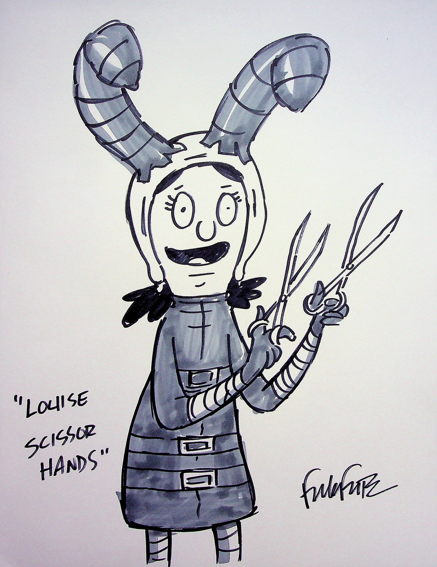 Bob's Burger SIGNED Frank Forte  Hand Inked Animation Pin-up Art 8.5x11