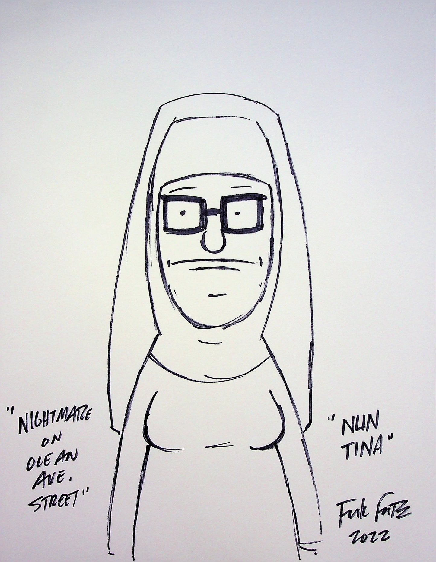 Bob's Burger SIGNED Frank Forte  Hand Inked Animation Pin-up Art 8.5x11