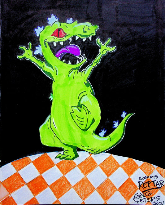 Greg Peters Signed REPTAR - RUGRATS Hand Painted Animation Art