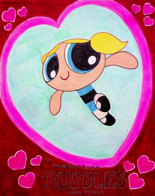 Greg Peters Signed BUBBLES - POWERPUFF GIRLS Hand Painted Animation Art