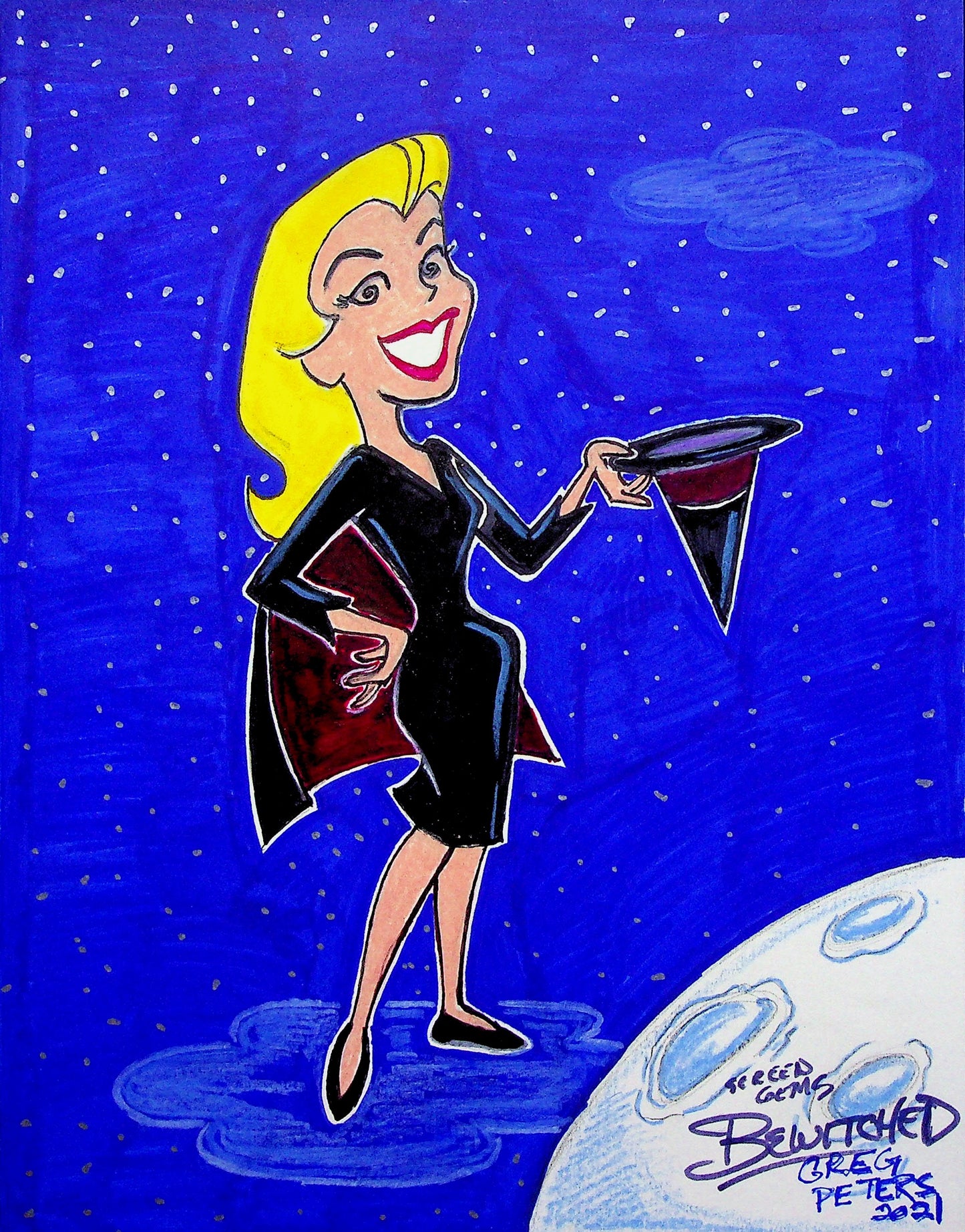 Greg Peters Signed SAMANTHA - BEWITCHED Hand Painted Animation Art