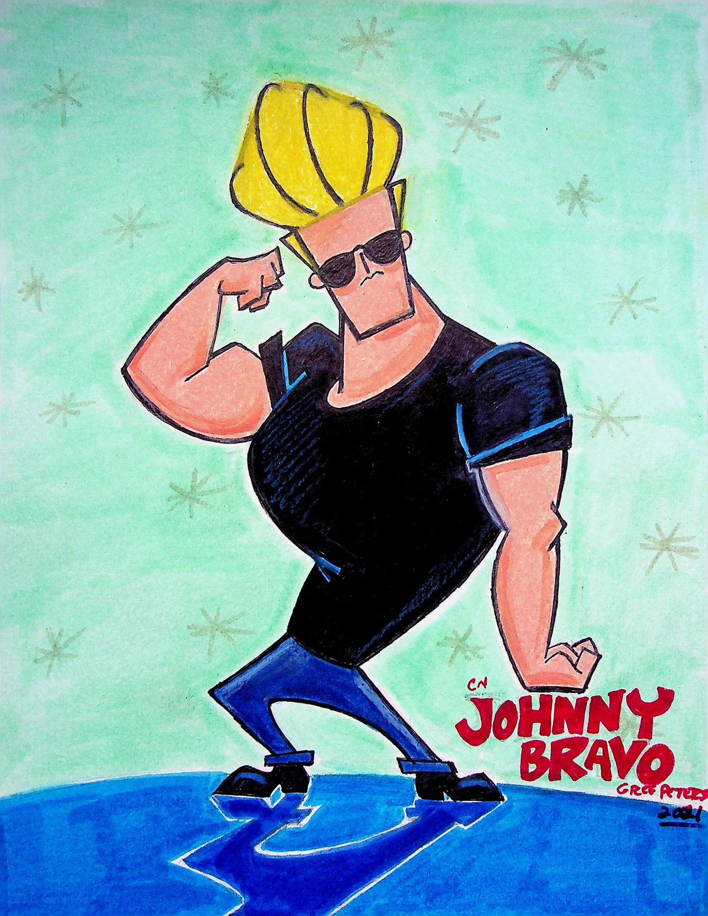 Greg Peters Signed JOHNNY BRAVO Hand Painted Animation Art