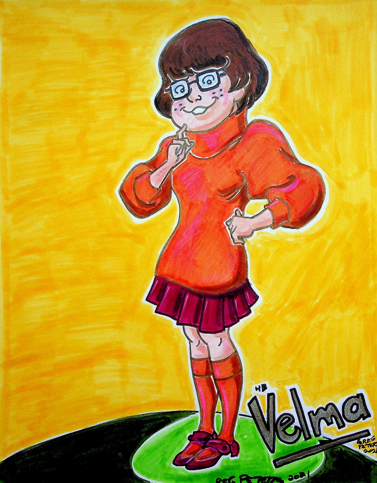 Greg Peters Signed VELMA - SCOOBY DOO Hand Painted Animation Art