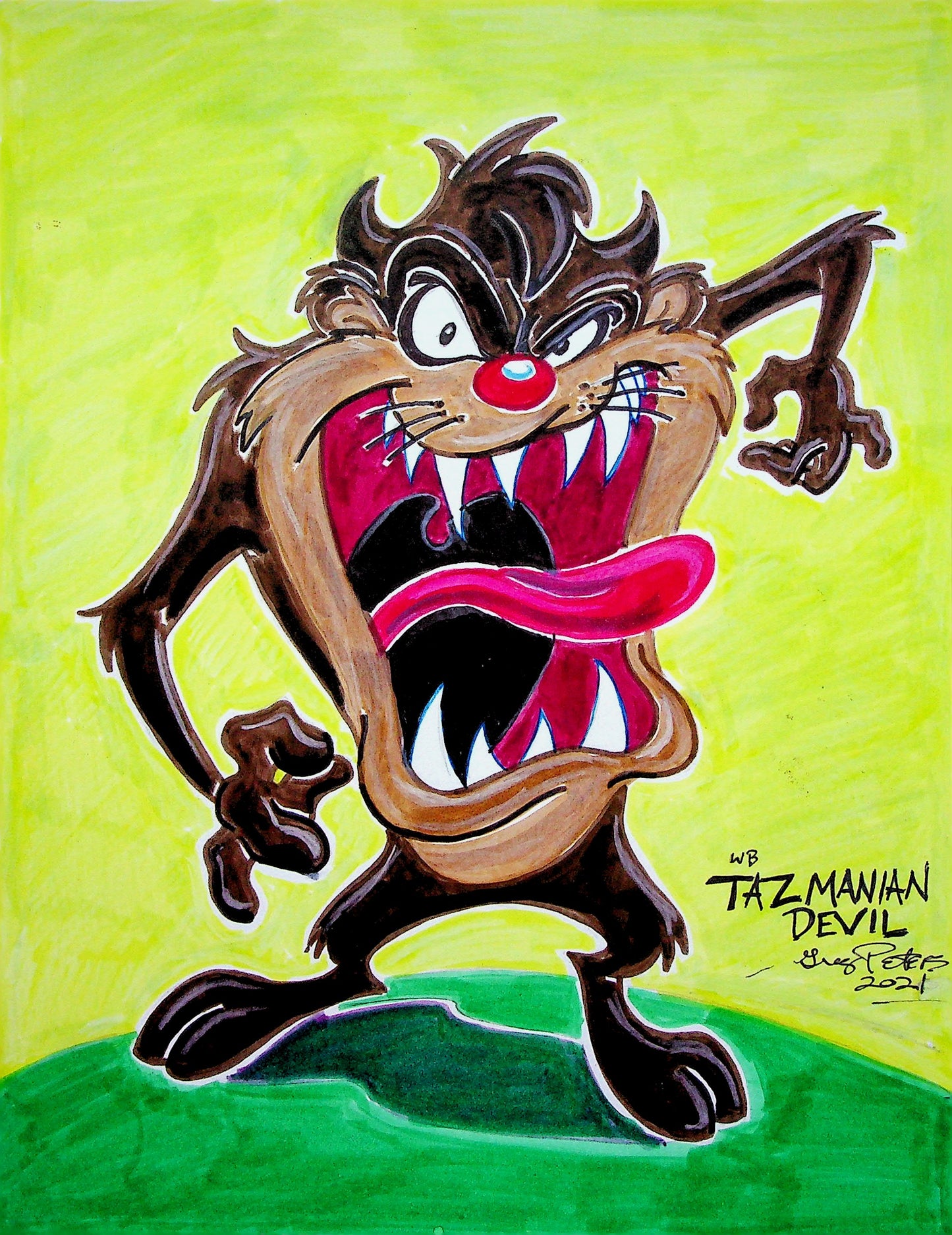 Greg Peters Signed TAZ - LOONEY TOONS Hand Painted Animation Art